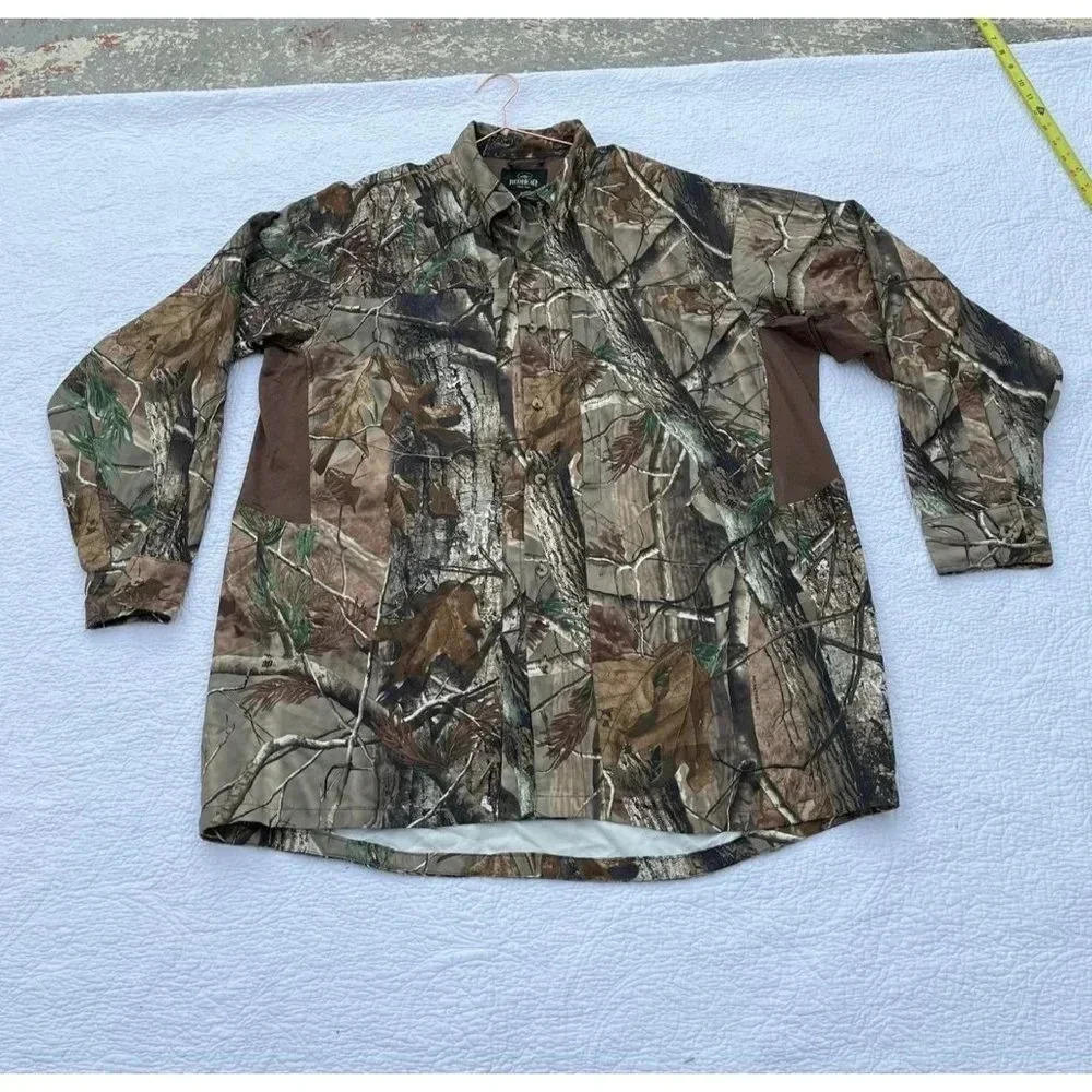 RedHead Long Sleeve Button Down Oak Vented Hunting Shirts Camo Brown Sz XL